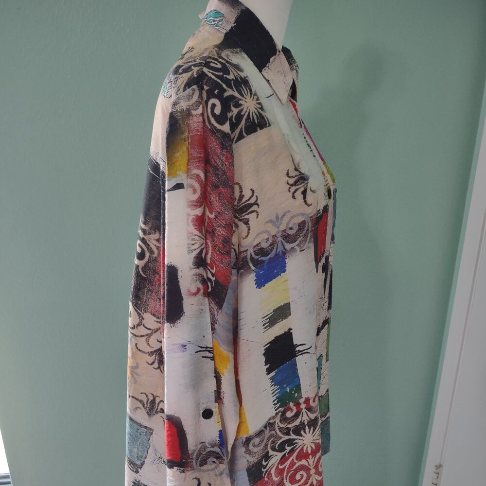 Shana Colorful Button Down Tunic Size Large - image 2
